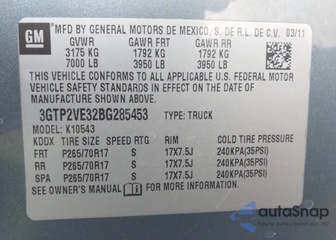 2011 GMC Sierra 1500 Sle from USA, damaged, VIN 3GTP2VE32BG285453